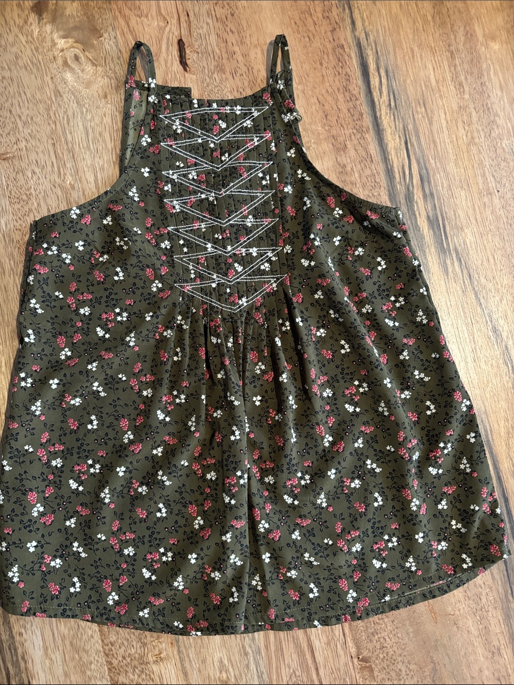 Abercrombie & Fitch Olive Floral Lace-Up Cami